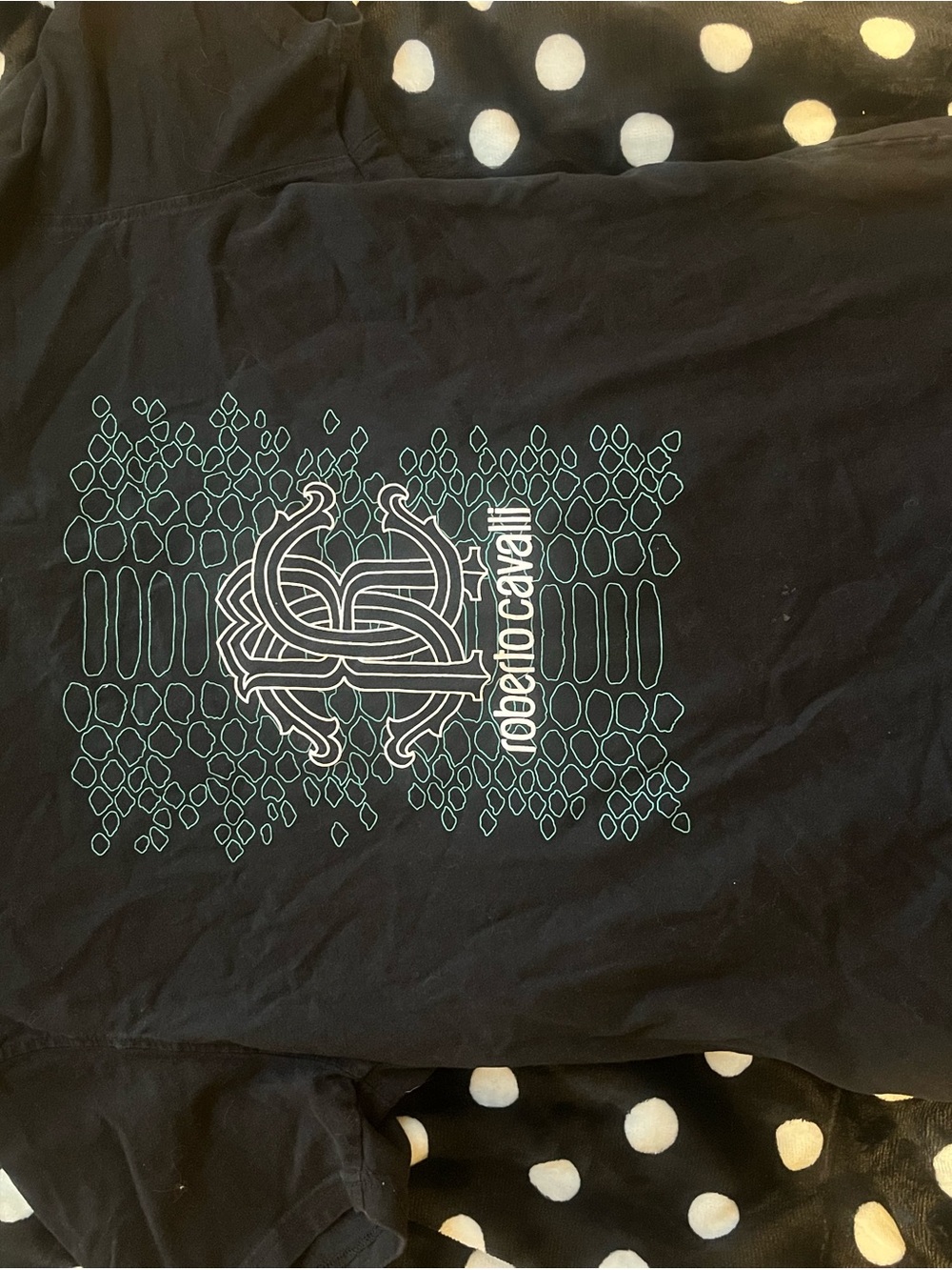 Roberto Cavalli Men's Black T-Shirt monogram snake-print authentic Y2K (2000s)
